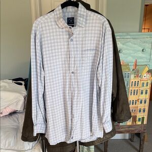 johnnie-O Light Blue and White Plaid Casual Button-Down Shirt